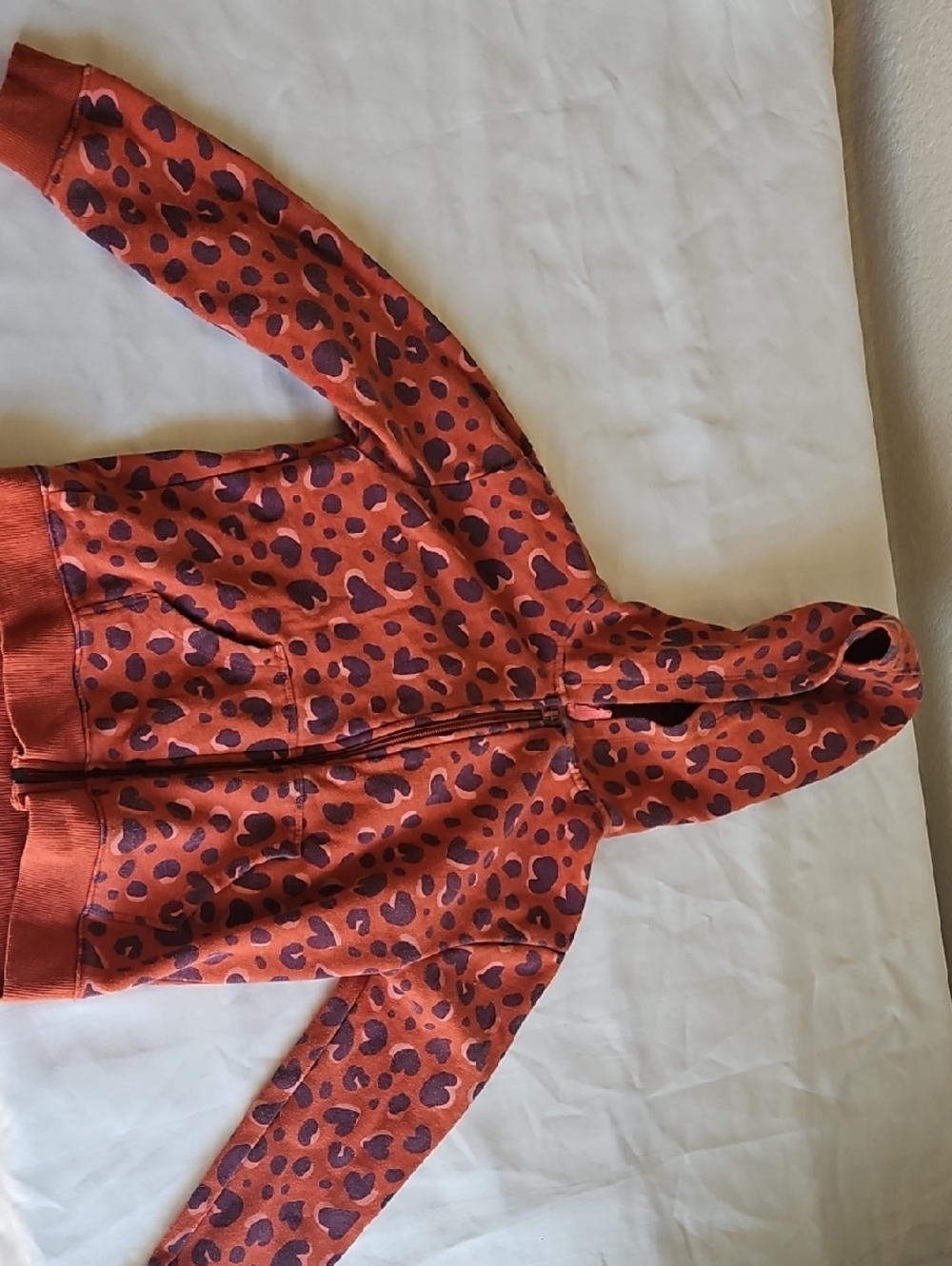 Cat & Jack Red Orange Hoodie with Purple Heart Print